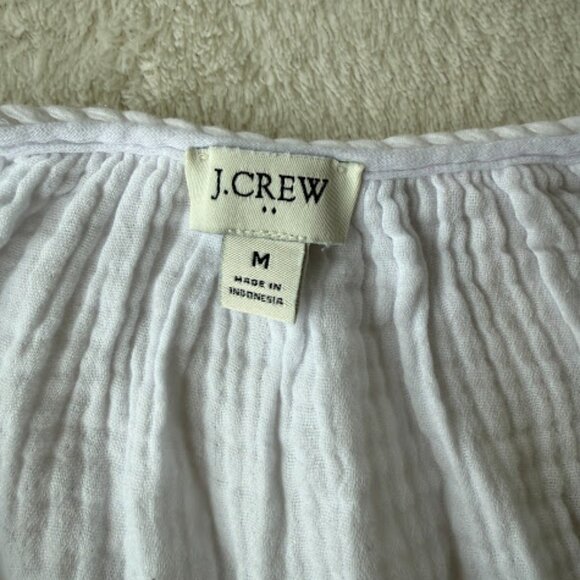J.Crew White Gauze Puff Sleeve Peasant Blouse Cottagecore Top Size M - Picture 11 of 13